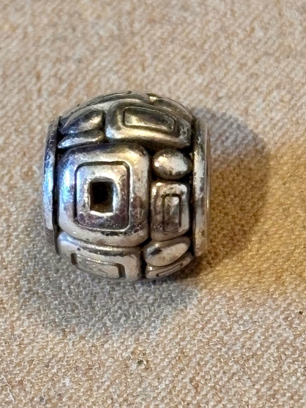 Brighton Nexus bead Silver with etched rectangles and squares Retired